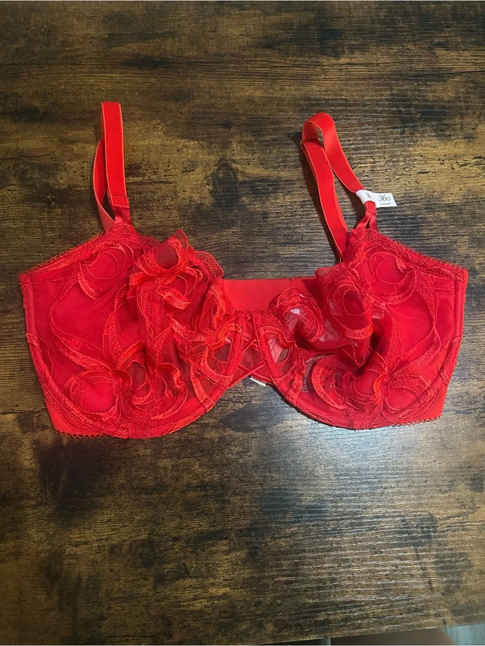 Victoria's Secret Red Floral Lace Unlined Bra